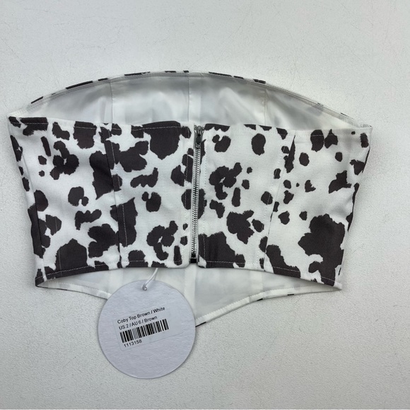 Princess Polly Coby Top Brown / White Corset Crop Style - Picture 4 of 7